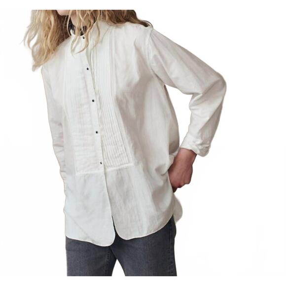 NEW THE GREAT. classic tux top in white